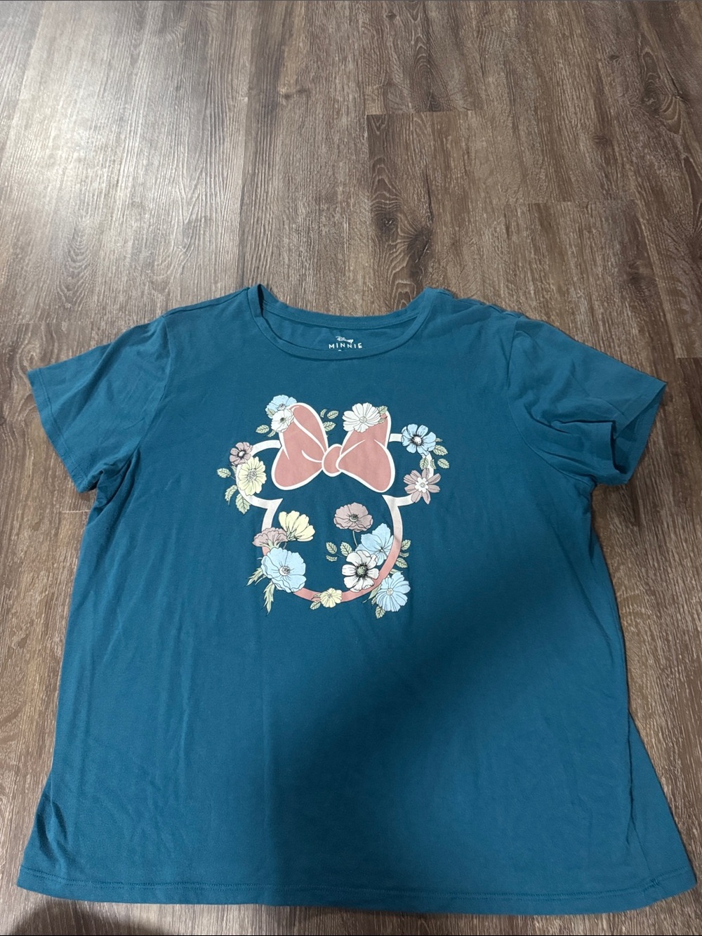 Mouse Teal Floral Bow woman’s Tee
